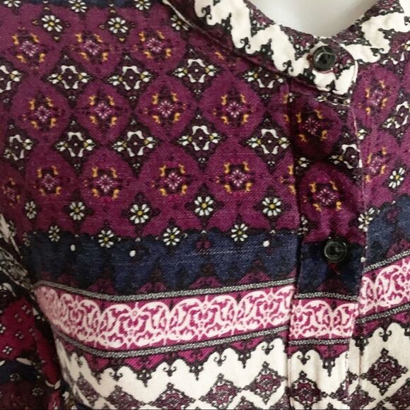 H&M Divided Boho Shirt Dress Pink Purple Print Size 12 - Picture 5 of 7